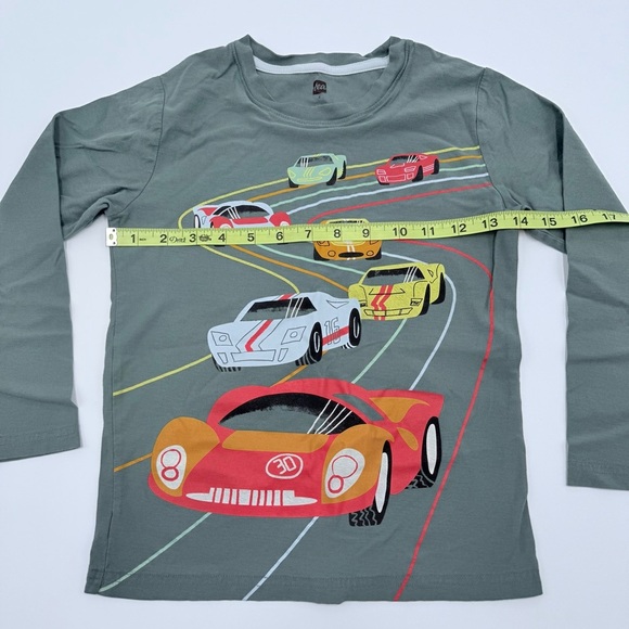 Tea Collection Boys Le Mans Race Graphic Tee Cars Long Sleeve Shirt 8 Green GUC - Picture 9 of 12